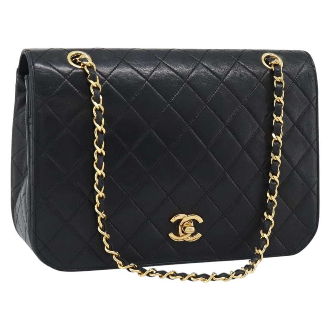 CHANEL CC Matelasse Lamb Skin Shoulder Bag Black Gold: CHANEL CC Matelasse Lamb Skin Shoulder Bag Black Gold A CHANEL Matelasse chain shoulder bag in black lamb skin with gold-tone details. Made in France, this shoulder bag features the classic CC design 