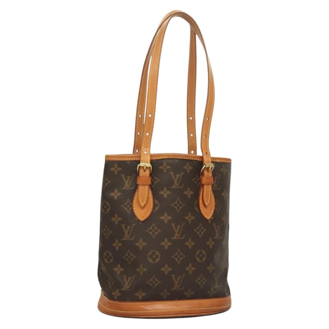 Louis Vuitton M42238 Monogram Canvas Bucket PM Shoulder Bag: Louis Vuitton M42238 Monogram Canvas Bucket PM Shoulder Bag Louis Vuitton Monogram Bucket PM shoulder bag in monogram canvas, made in France. This women's shoulder bag features an adjustable shoulder 