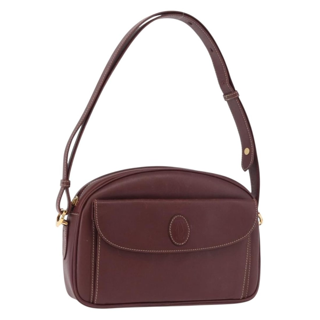 Cartier Must Line Bordeaux Leather Shoulder Bag Gold Tone: Cartier Must Line Bordeaux Leather Shoulder Bag Gold Tone Cartier Must Line shoulder bag in bordeaux leather with gold-tone accents. Made in Spain, this women's shoulder bag includes the item only; th