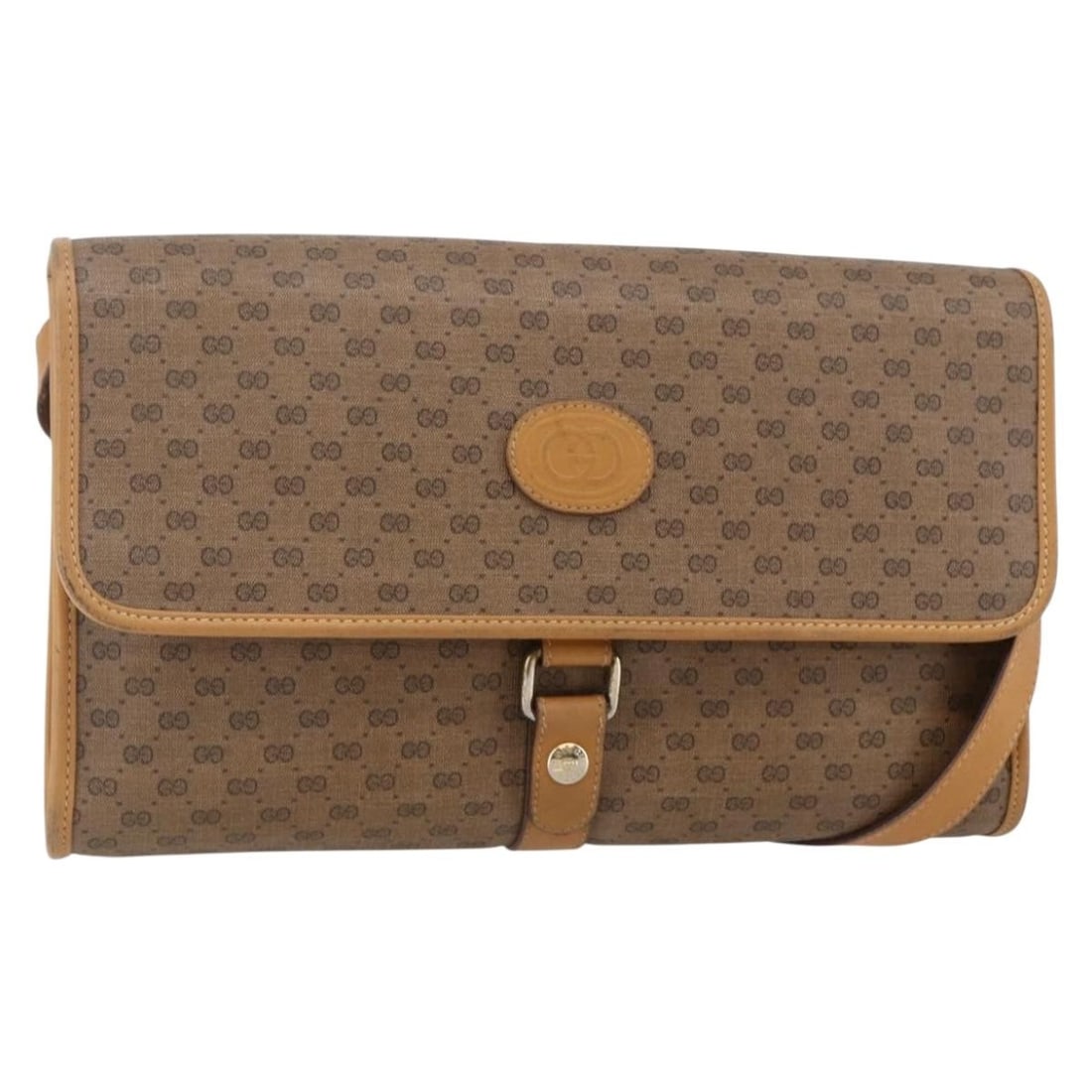 GUCCI Micro GG Supreme Shoulder Bag Beige Gold PVC Auth 001 115 2681: GUCCI Micro GG Supreme Shoulder Bag Beige Gold PVC Auth 001 115 2681 This GUCCI Micro GG Supreme Shoulder Bag is a stylish accessory crafted in Italy. Made from durable PVC leather, it features a chic