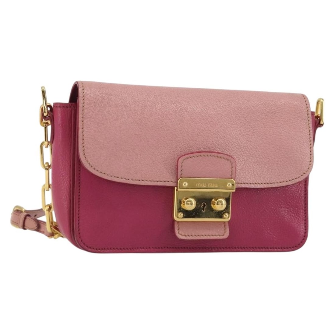 Miu Miu Pink Leather Shoulder Bag Gold Tone Hardware (1 of 18)