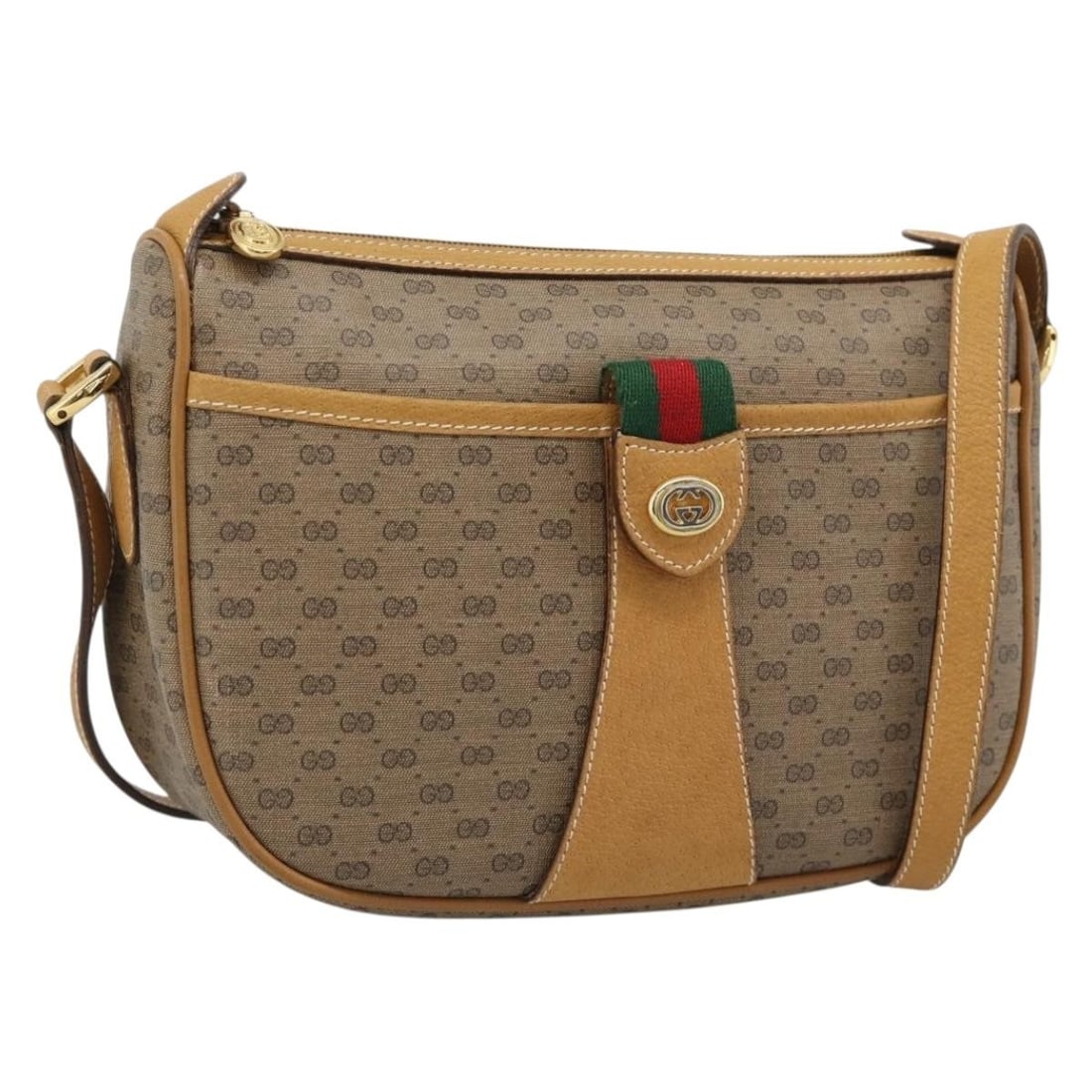 Gucci Sherry Line Micro GG Supreme PVC Shoulder Bag Beige Gold: Gucci Sherry Line Micro GG Supreme PVC Shoulder Bag Beige Gold This Gucci shoulder bag is crafted from PVC leather and Micro Small GG canvas in a beige and gold color combination. It features the Sher