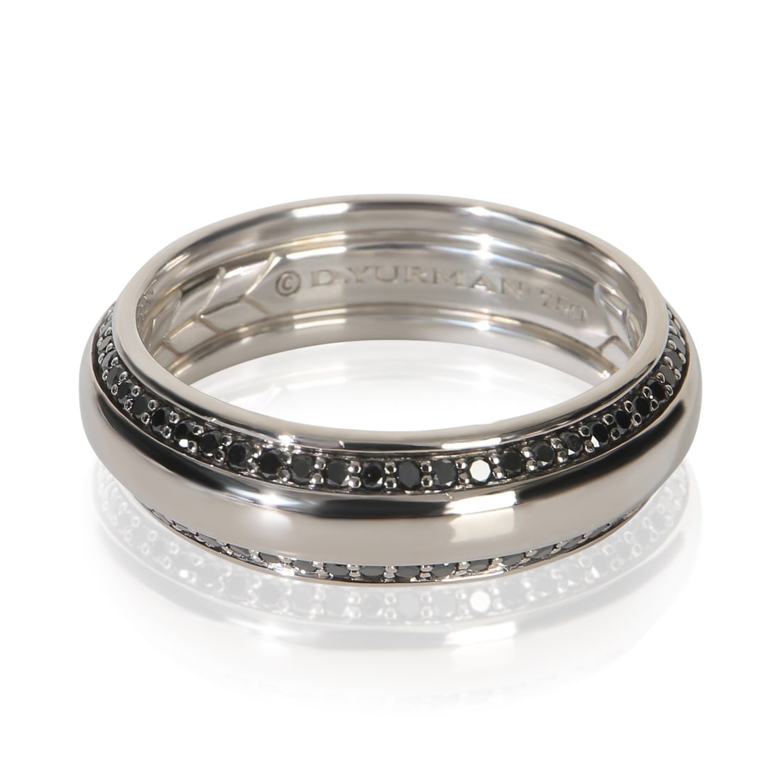 Men's 18k White Gold Diamond Band Beveled Edge Collection Size 10.5: Men's 18k White Gold Diamond Band Beveled Edge Collection Size 10.5 This David Yurman men's beveled edge band is crafted from 18k white gold and features round brilliant diamonds with a total carat we