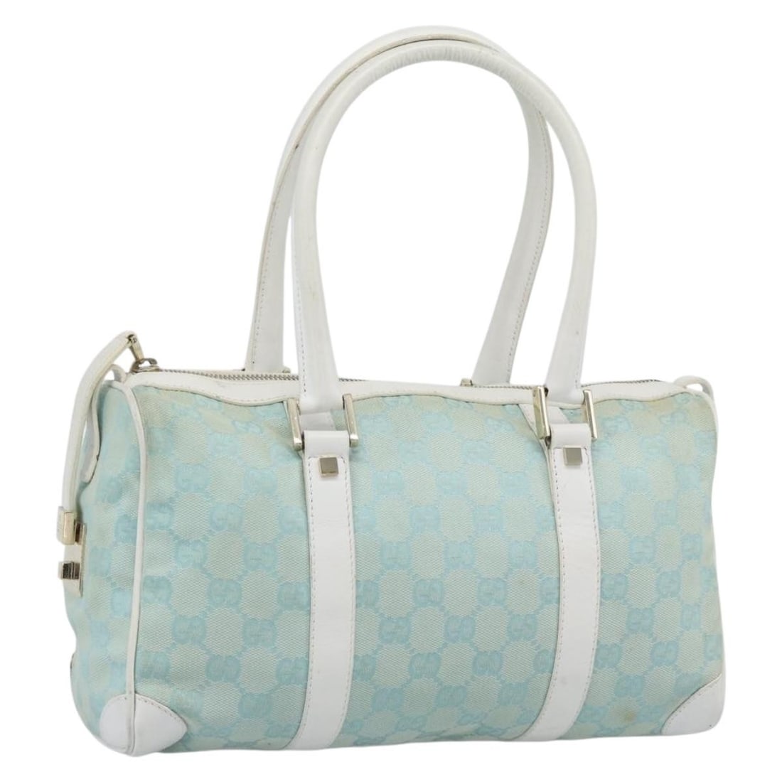 Gucci 000 0851 GG Canvas Handbag Light Blue Gold Tone: Gucci 000 0851 GG Canvas Handbag Light Blue Gold Tone Gucci GG Canvas hand bag in light blue and gold, made in Italy. It features GG canvas construction and a handle drop of approximately 18 cm (7.1 i