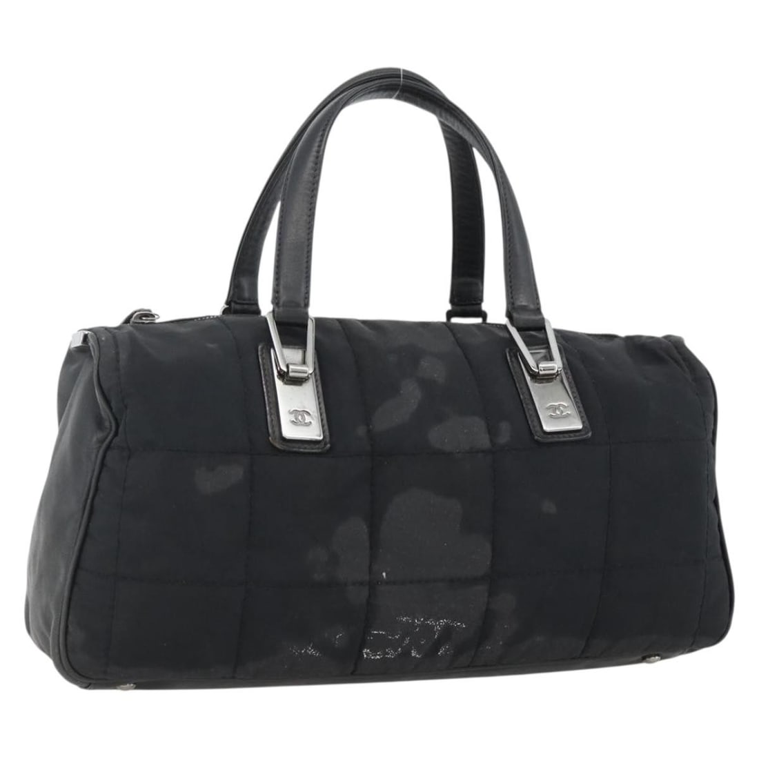 CHANEL Choco Bar Nylon Handbag Black Silver CC (1 of 18)