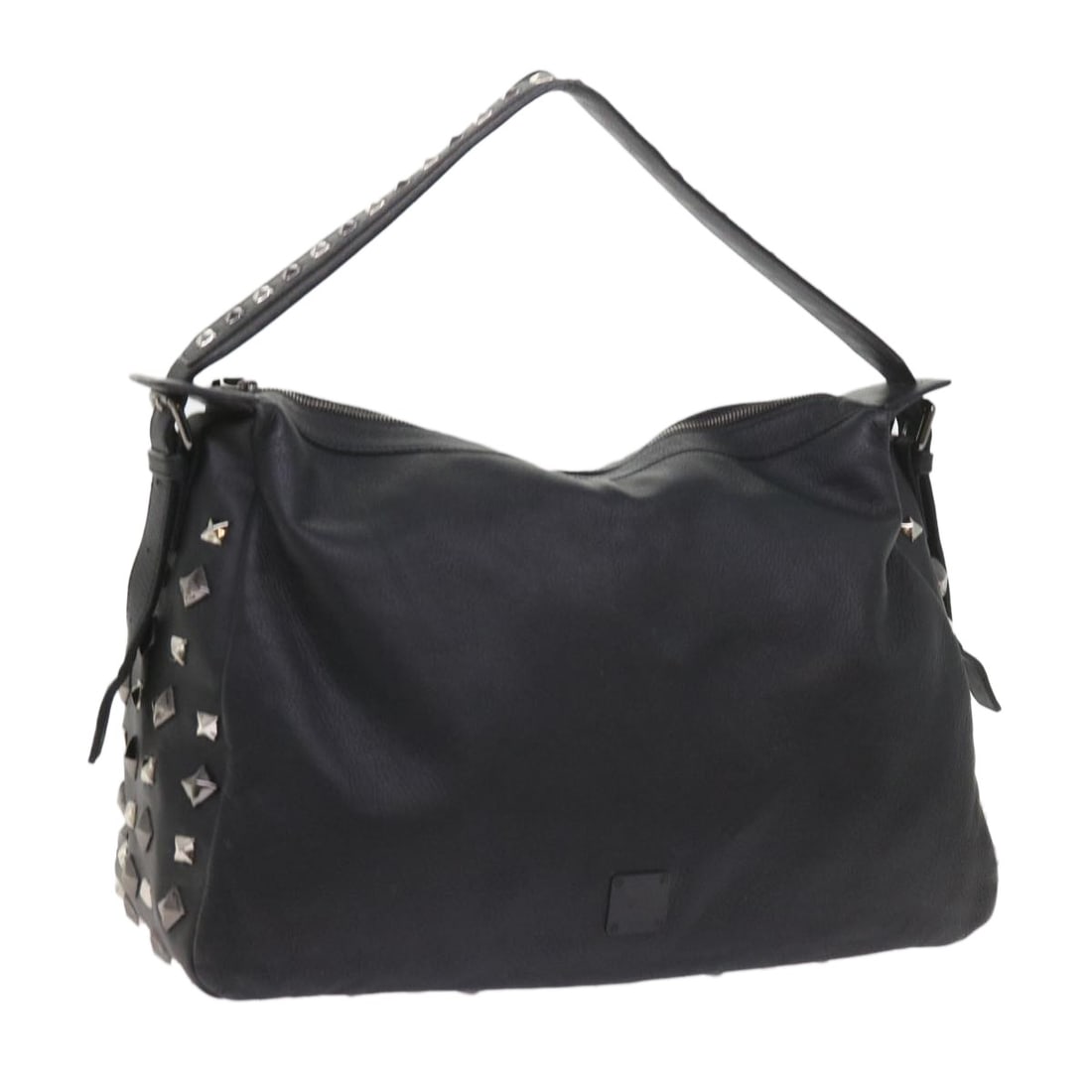 MCM Vicetos black PVC leather shoulder bag: MCM Vicetos black PVC leather shoulder bag This MCM Vicetos Logogram Studs shoulder bag is crafted from durable black PVC leather. Designed for women, it features a spacious interior, adjustable shoul