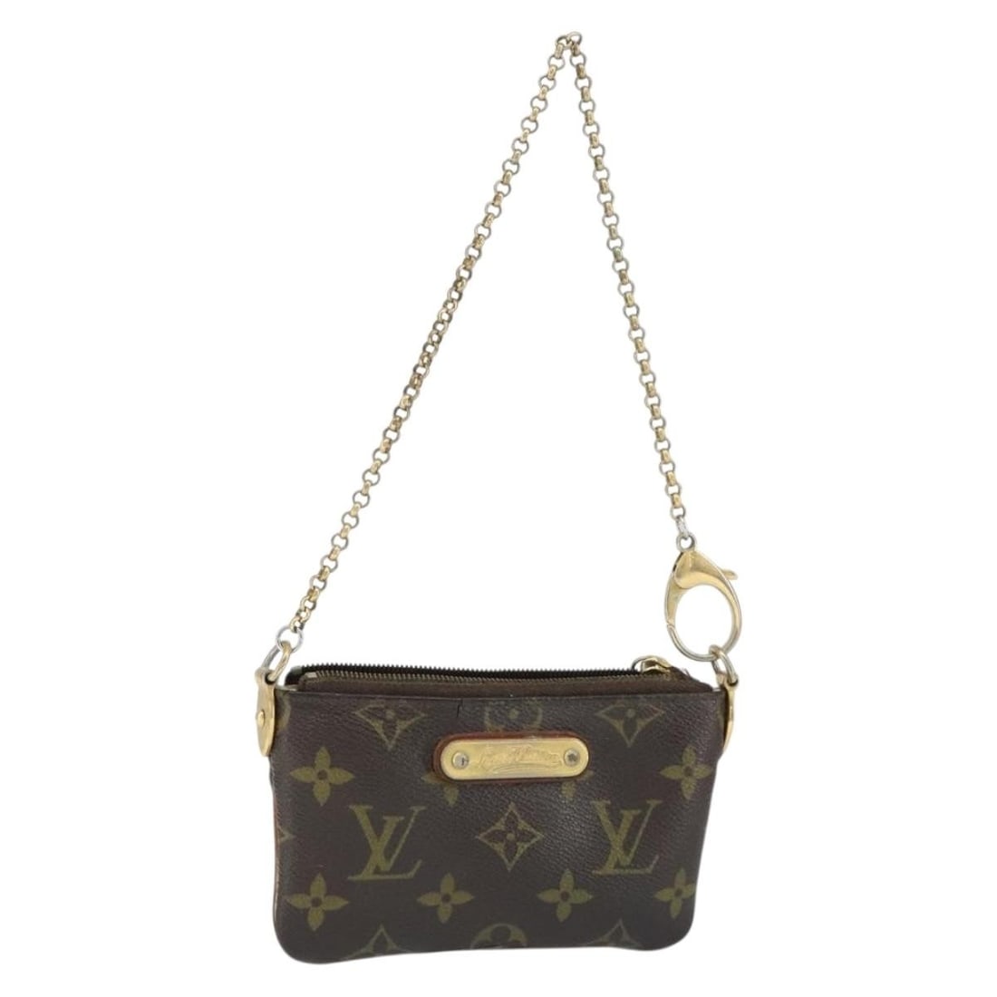 LOUIS VUITTON Monogram Chain Pochette Mila PM M60094 Auth Pouch: LOUIS VUITTON Monogram Chain Pochette Mila PM M60094 Auth Pouch This LOUIS VUITTON Monogram Chain Pochette Mila PM Accessory Pouch is a stylish and practical accessory crafted in France from authentic