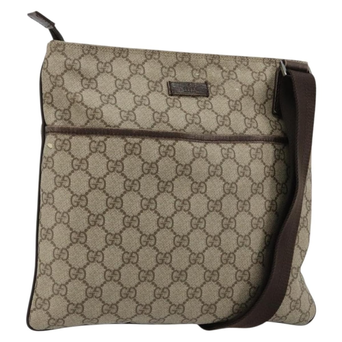 GUCCI 141626 GG Supreme PVC Leather Shoulder Bag Beige Silver: GUCCI 141626 GG Supreme PVC Leather Shoulder Bag Beige Silver GUCCI shoulder bag in PVC leather and GG canvas, presented in beige and silver. Made in Italy, this bag features a shoulder strap with an 