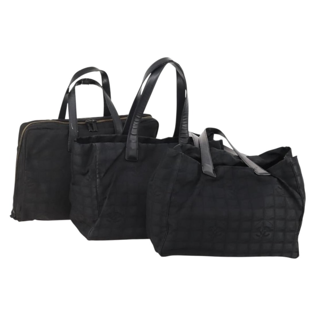 3 Piece Black Nylon Tote Bag Set CHANEL New Travel Line (1 of 18)