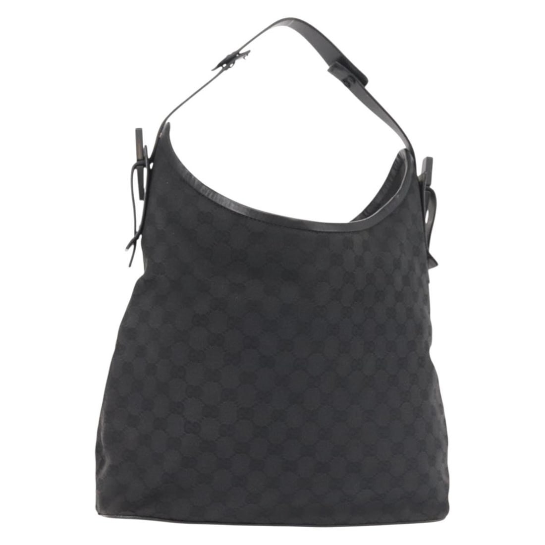 GUCCI GG Canvas Shoulder Bag Black Silver Made in Italy Auth 106242: GUCCI GG Canvas Shoulder Bag Black Silver Made in Italy Auth 106242 Introducing a stylish GUCCI GG Canvas Shoulder Bag, expertly crafted in Italy with a sophisticated black and silver color scheme. Th