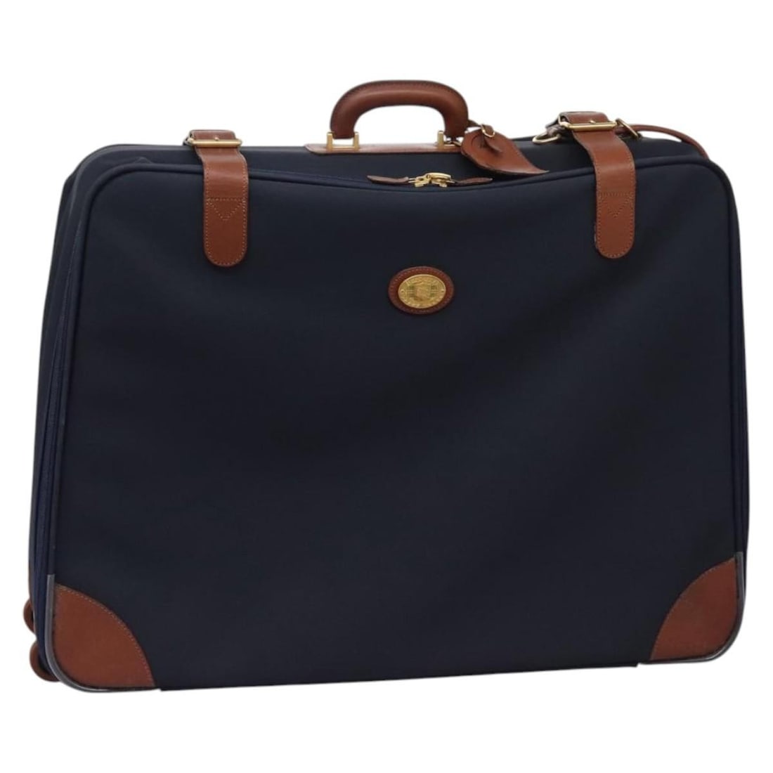 Burberrys Navy and Brown PVC Boston Bag with Padlock and Keys: Burberrys Navy and Brown PVC Boston Bag with Padlock and Keys This Burberrys Boston bag is crafted from navy and brown PVC leather and designed for women. The bag features a spacious interior and come