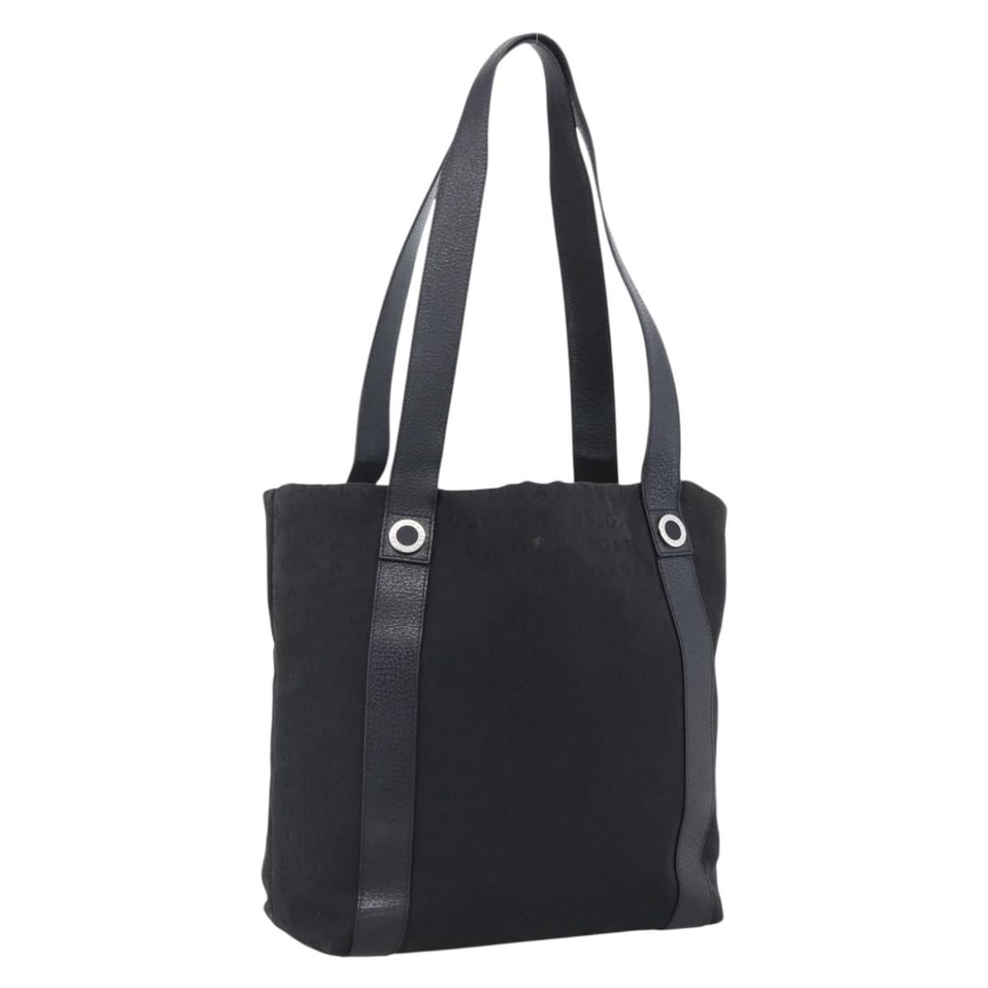 BVLGARI Canvas Tote Black and Silver Handbag for Women: BVLGARI Canvas Tote Black and Silver Handbag for Women This BVLGARI tote bag is crafted from black and silver canvas and features a spacious interior, making it suitable for everyday use. Designed for