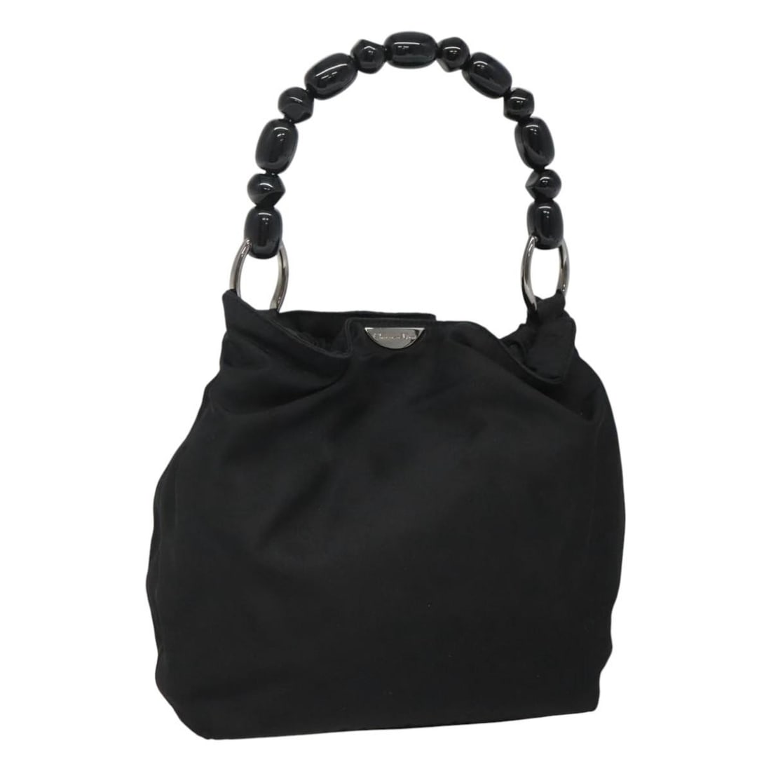 Christian Dior Maris Nylon Shoulder Bag Black Silver Dust Bag Card: Christian Dior Maris Nylon Shoulder Bag Black Silver Dust Bag Card Christian Dior Maris Pearl Shoulder Bag in black and silver nylon. This shoulder bag comes with a dust bag and guarantee card, and wa