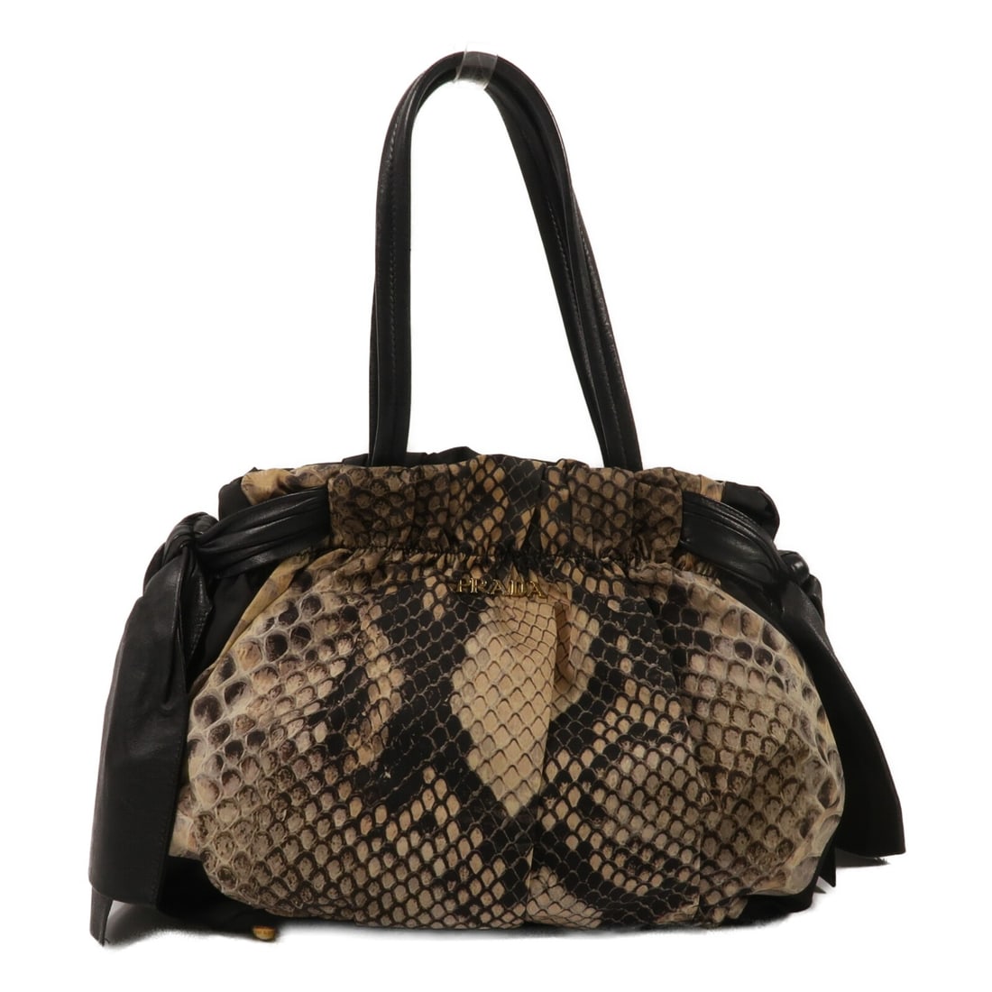 Prada nylon shoulder bag black with gold tone hardware (1 of 14)