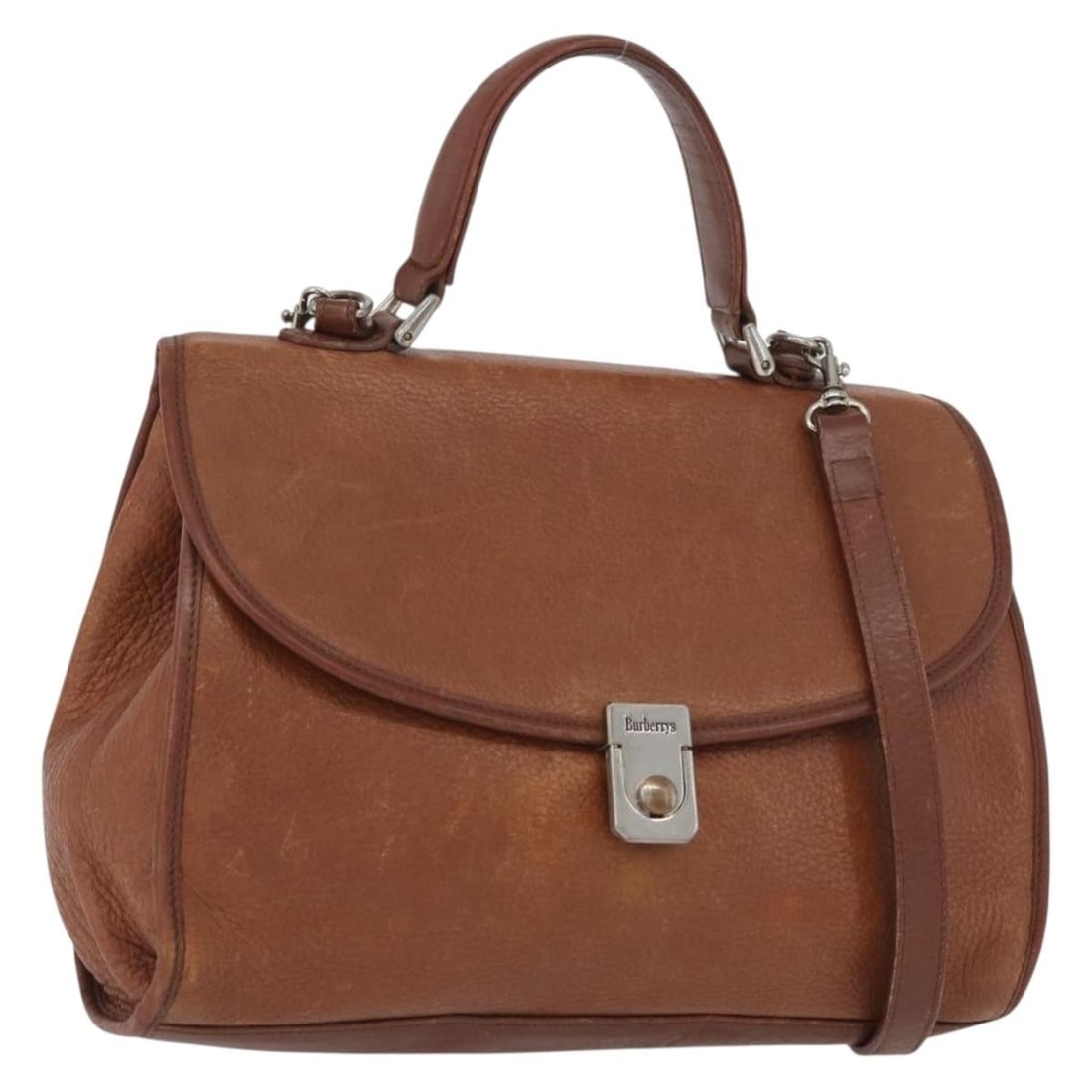 Burberrys Brown Gold Leather Nova Check Shoulder Bag with Strap: Burberrys Brown Gold Leather Nova Check Shoulder Bag with Strap This Burberrys Nova Check handbag is crafted from brown and gold leather and can be carried as a handbag or worn with the included shoul