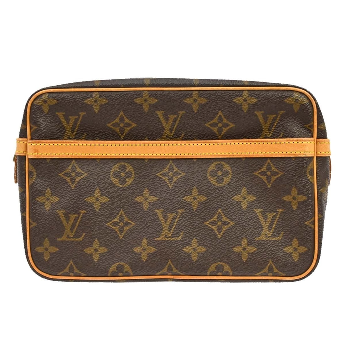 Louis Vuitton Compiegne 23 Monogram Canvas Clutch Bag M51847: Louis Vuitton Compiegne 23 Monogram Canvas Clutch Bag M51847 Louis Vuitton Compiegne 23 clutch handbag in Monogram canvas and leather, made in France. It features a zip closure, brown exterior and lin