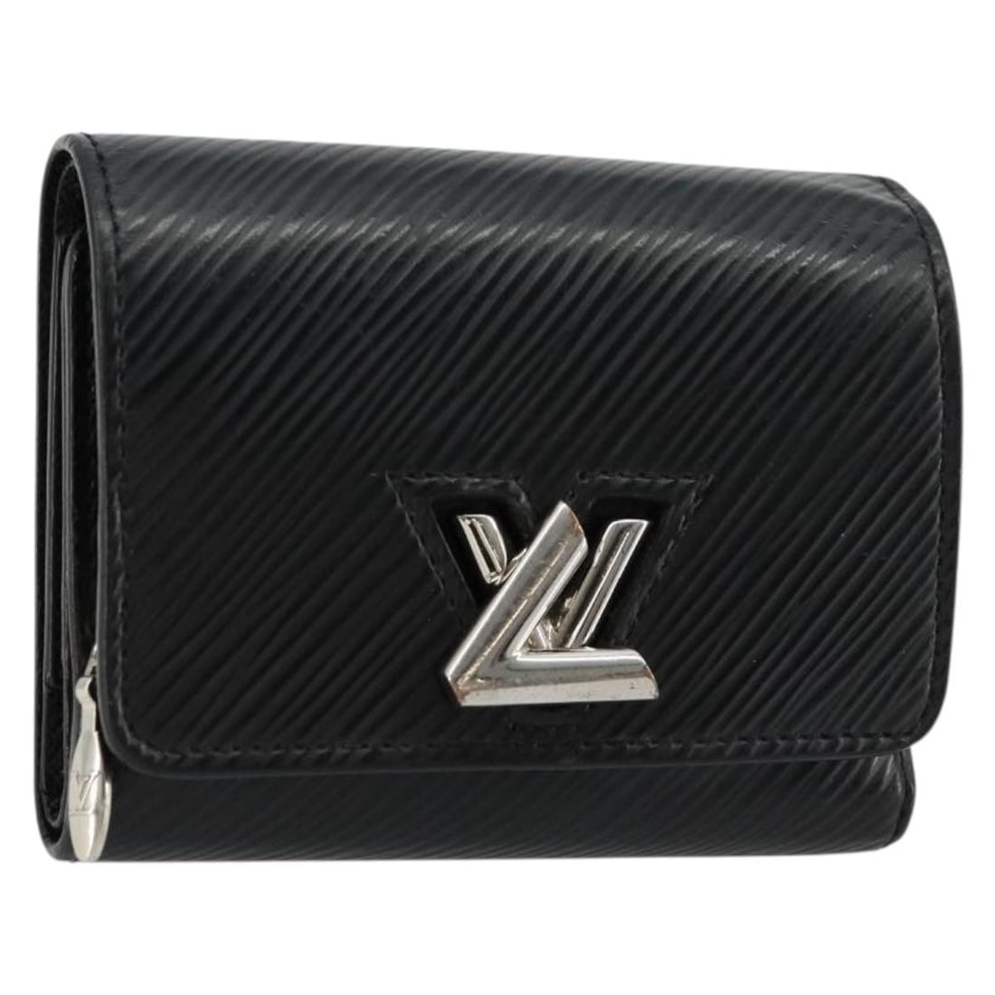 Louis Vuitton M63322 Epi Leather Twist Wallet in Black: Louis Vuitton M63322 Epi Leather Twist Wallet in Black Louis Vuitton Portefeuille Twist wallet in black Epi leather. This women's wallet is made in France and shows heavy signs of use, including loss 