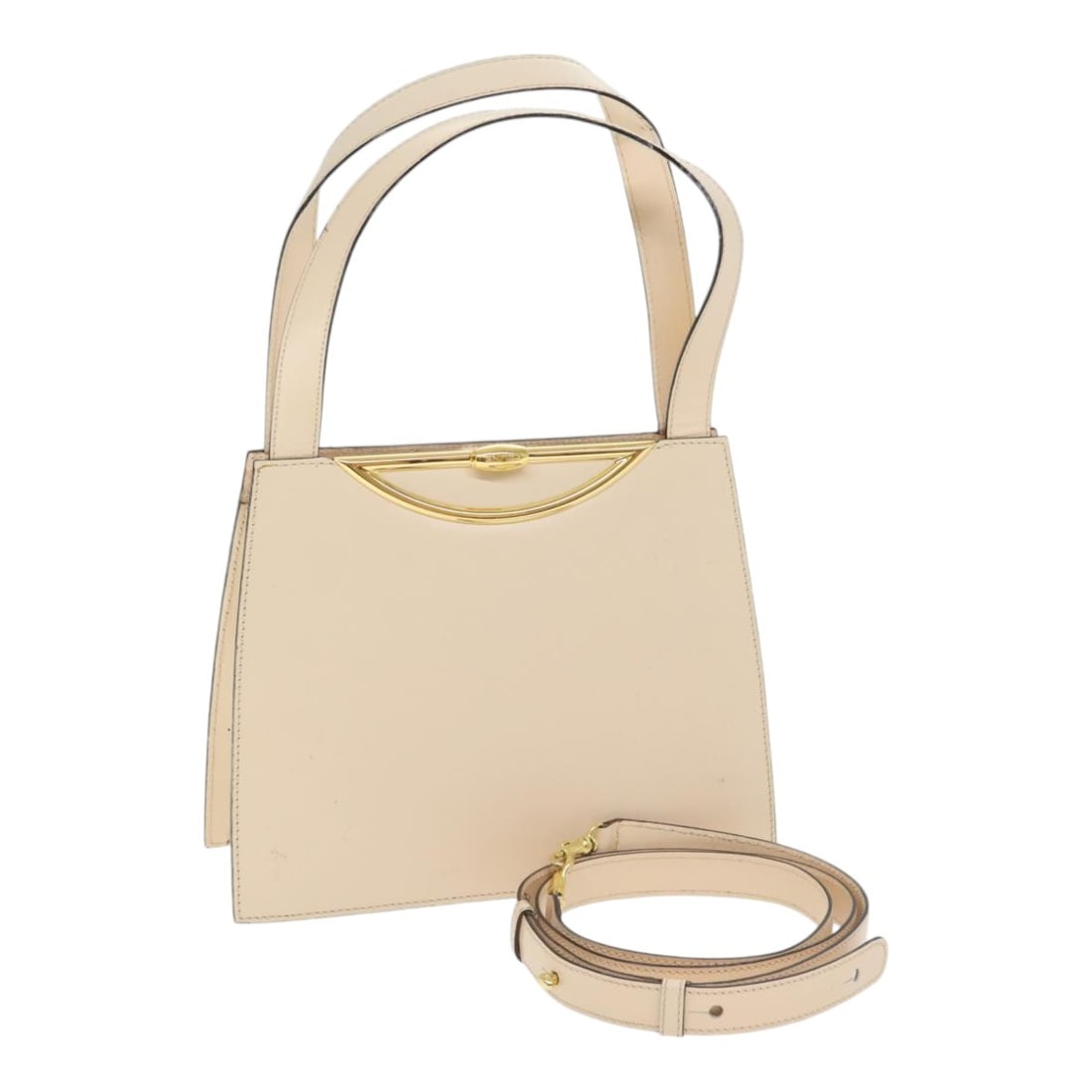 Celine Cream Leather Two Way Handbag with Shoulder Strap (1 of 18)