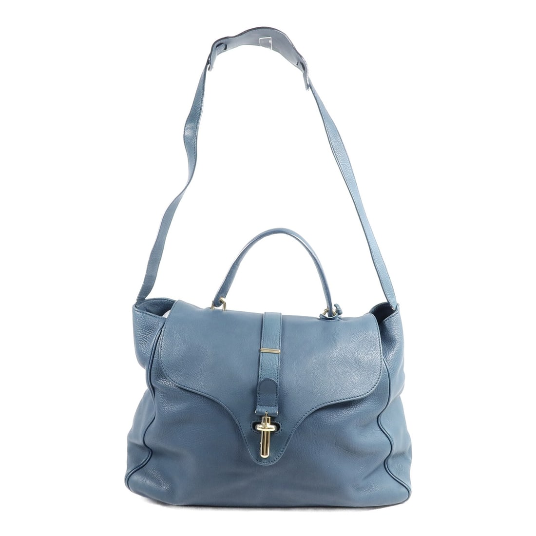 Balenciaga Tube GM 247053 2 Way Shoulder Bag Blue Calfskin: Balenciaga Tube GM 247053 2 Way Shoulder Bag Blue Calfskin A Balenciaga Tube GM 2-way shoulder bag in calfskin leather, presented in teal blue and blue tones with gold-tone hardware. It features a str