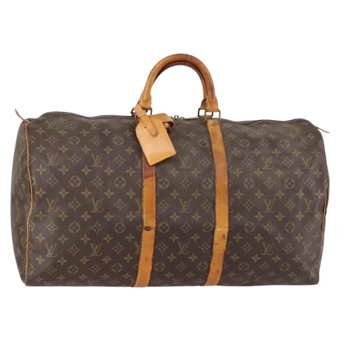 Louis Vuitton M41424 Keepall 55 Monogram Canvas Boston Bag: Louis Vuitton M41424 Keepall 55 Monogram Canvas Boston Bag Louis Vuitton Keepall 55 Boston bag in Monogram canvas, made in France. This women's travel bag includes a name tag and Powanie. Condition is