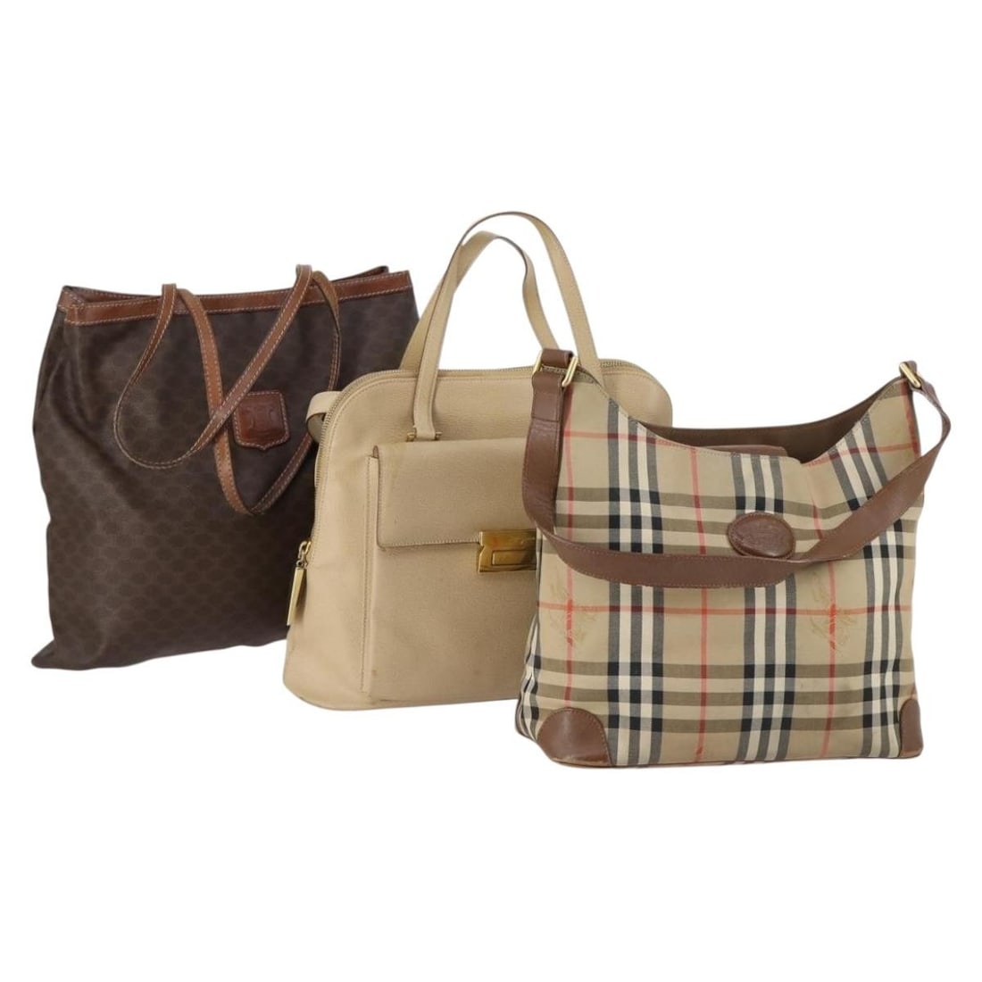Salvatore Ferragamo Beige Brown Monogram Canvas Shoulder Bag (1 of 18)
