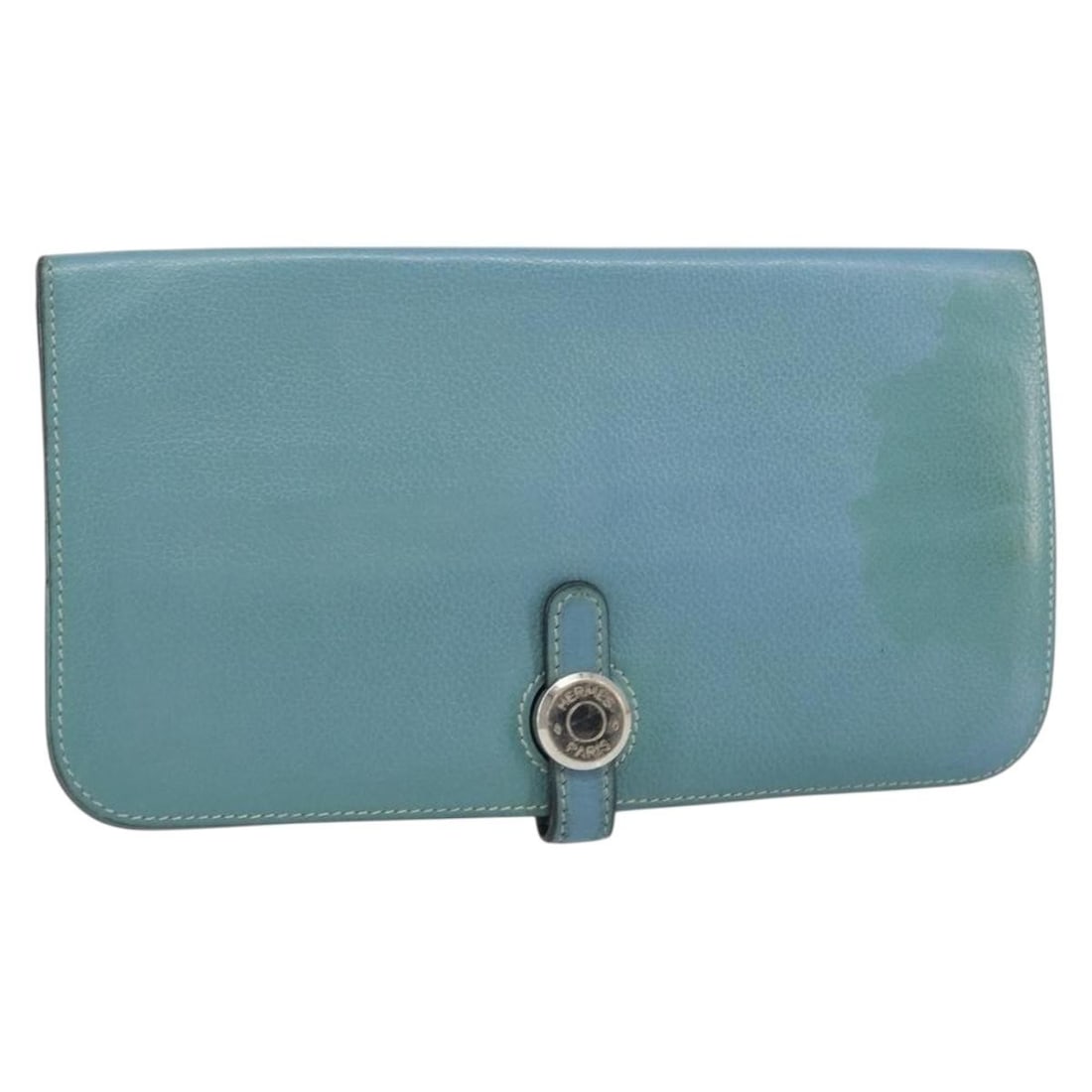 HERMES Dogon Long Wallet Leather Light Blue Silver Authentic: HERMES Dogon Long Wallet Leather Light Blue Silver Authentic This HERMES Dogon Long Wallet is a stylish accessory crafted from high-quality leather in a beautiful light blue and silver color combinati