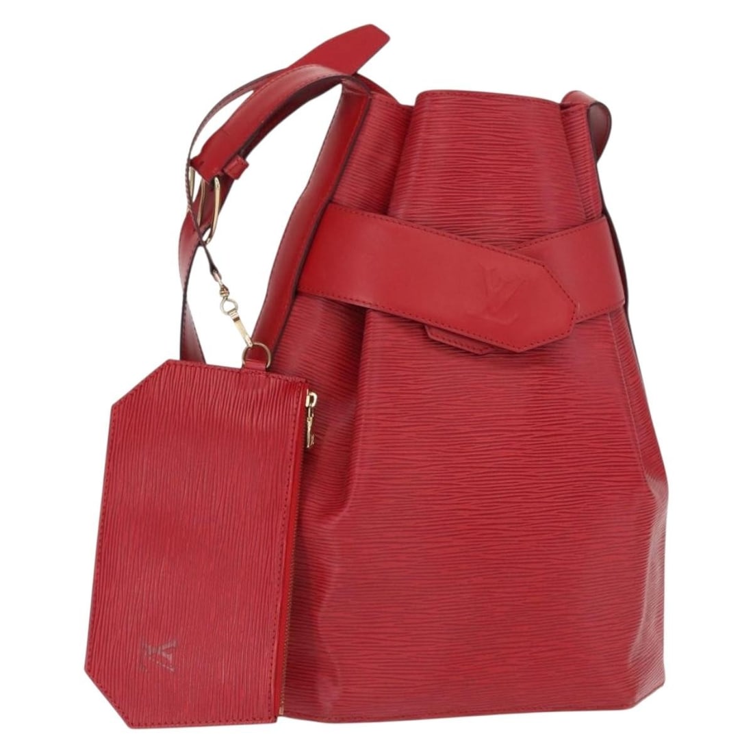 Louis Vuitton M80197 Epi Sac Depaule GM Red Leather Shoulder Bag: Louis Vuitton M80197 Epi Sac Depaule GM Red Leather Shoulder Bag Louis Vuitton Epi Sac Depaule GM shoulder bag in red Epi leather, made in France. It comes with a dust bag and pouch. The bag shows hea