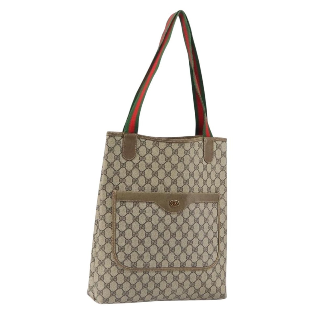 Beige PVC GG Supreme Web Sherry Tote by Gucci Model 002 23 4487: Beige PVC GG Supreme Web Sherry Tote by Gucci Model 002 23 4487 This is a GUCCI GG Supreme Web Sherry Line tote bag in beige, crafted from PVC leather and GG canvas. The tote features a spacious inter