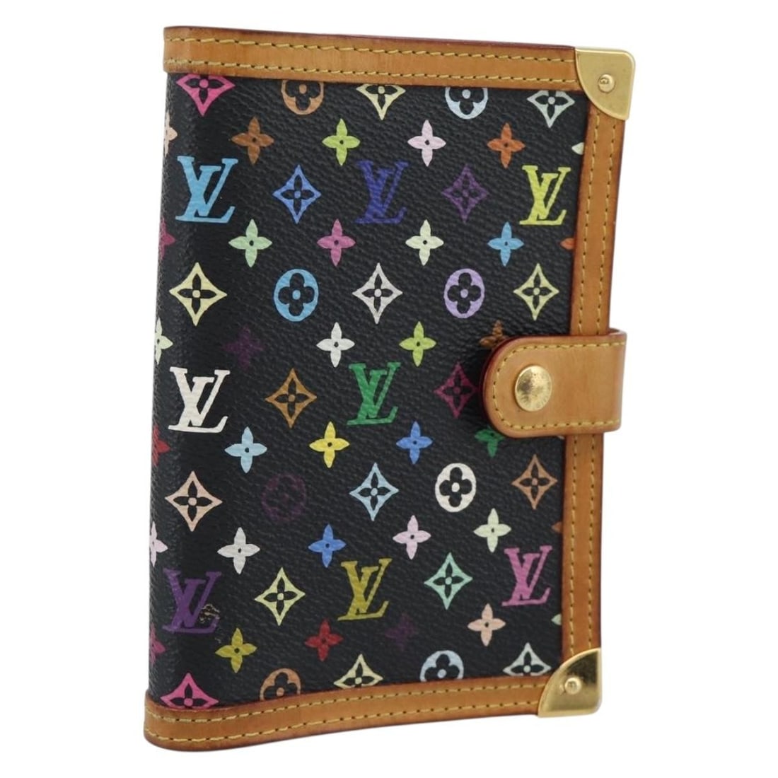 Louis Vuitton R20895 Monogram Multicolor PM Agenda Cover Black: Louis Vuitton R20895 Monogram Multicolor PM Agenda Cover Black Louis Vuitton Agenda PM planner cover in Monogram Multicolor canvas with a black colorway. Made in France, this day planner cover measure