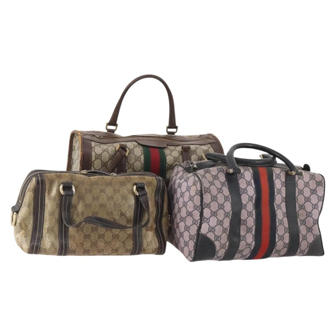 Gucci GG Crystal PVC Leather Hand Bag 3 Piece Set Beige: Gucci GG Crystal PVC Leather Hand Bag 3 Piece Set Beige Gucci hand bag in beige PVC leather and GG canvas, made in Italy. This special set offer is described as including the condition of all products