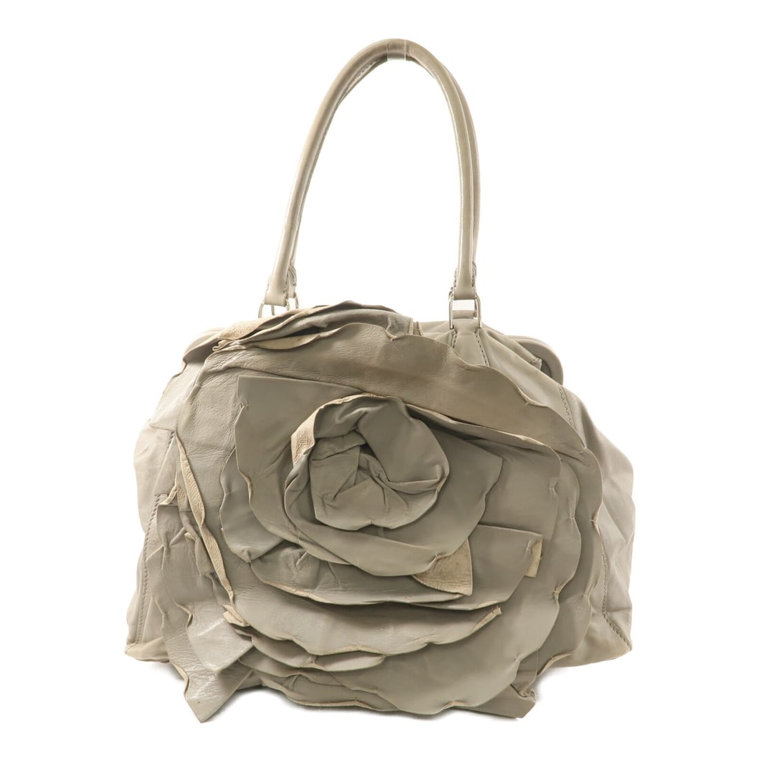 Valentino Gray Calfskin Leather Handbag Made in Italy (1 of 18)