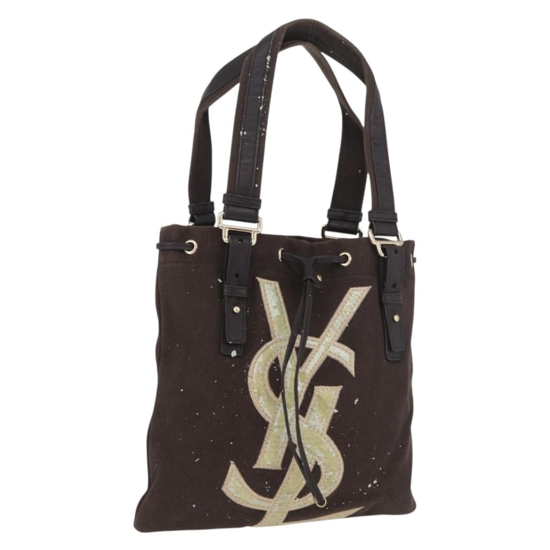 SAINT LAURENT 123435 Canvas Tote in Black Silver: SAINT LAURENT 123435 Canvas Tote in Black Silver Saint Laurent tote bag in black and silver canvas, made in Italy. This women's bag has a slim profile with dual handles and is offered without the orig