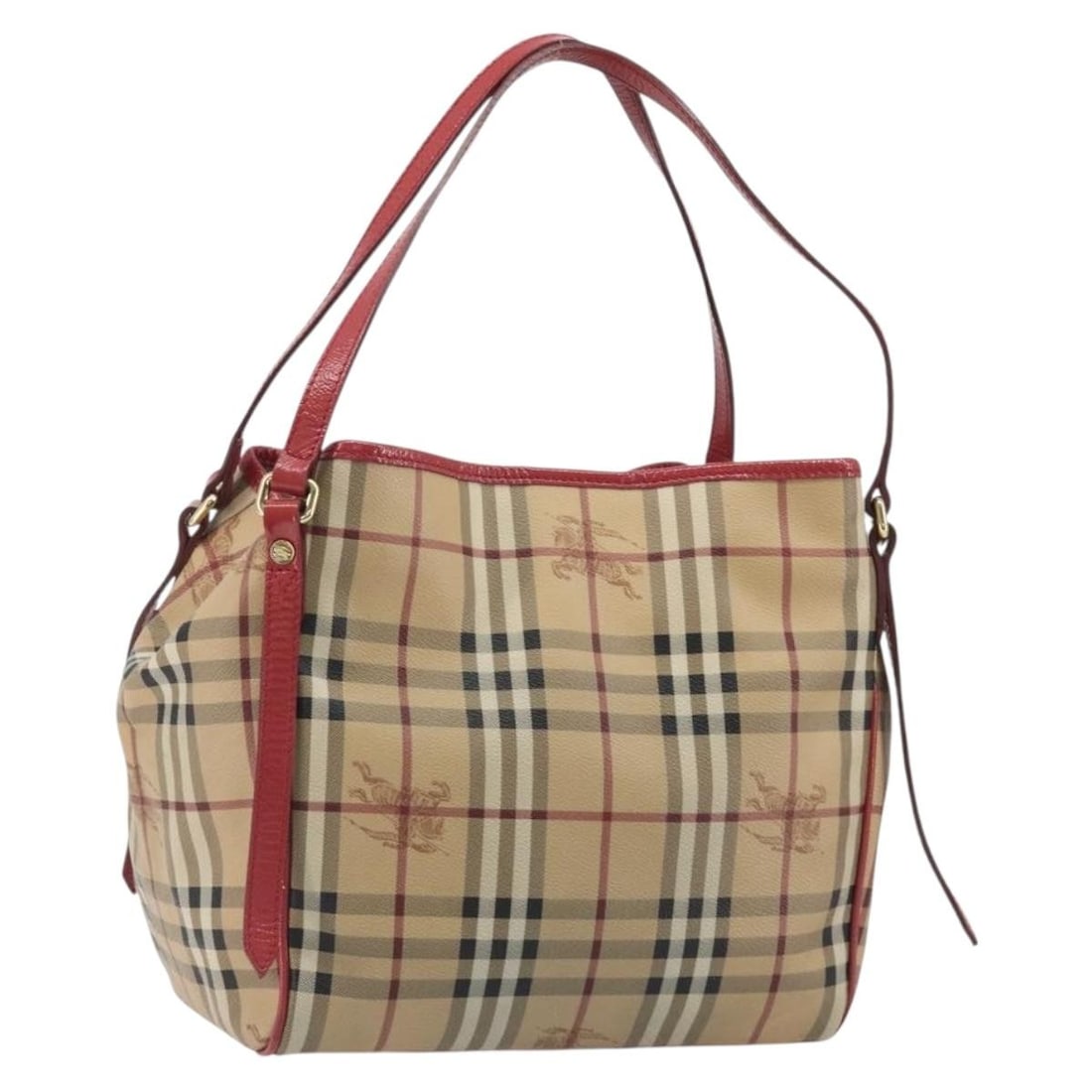 Burberry Nova Check PVC Leather Shoulder Bag Beige Gold Tone: Burberry Nova Check PVC Leather Shoulder Bag Beige Gold Tone Burberry Nova Check shoulder bag in beige and gold PVC leather. Made in Italy, this bag measures approximately 26 cm W x 26 cm H x 14 cm D,