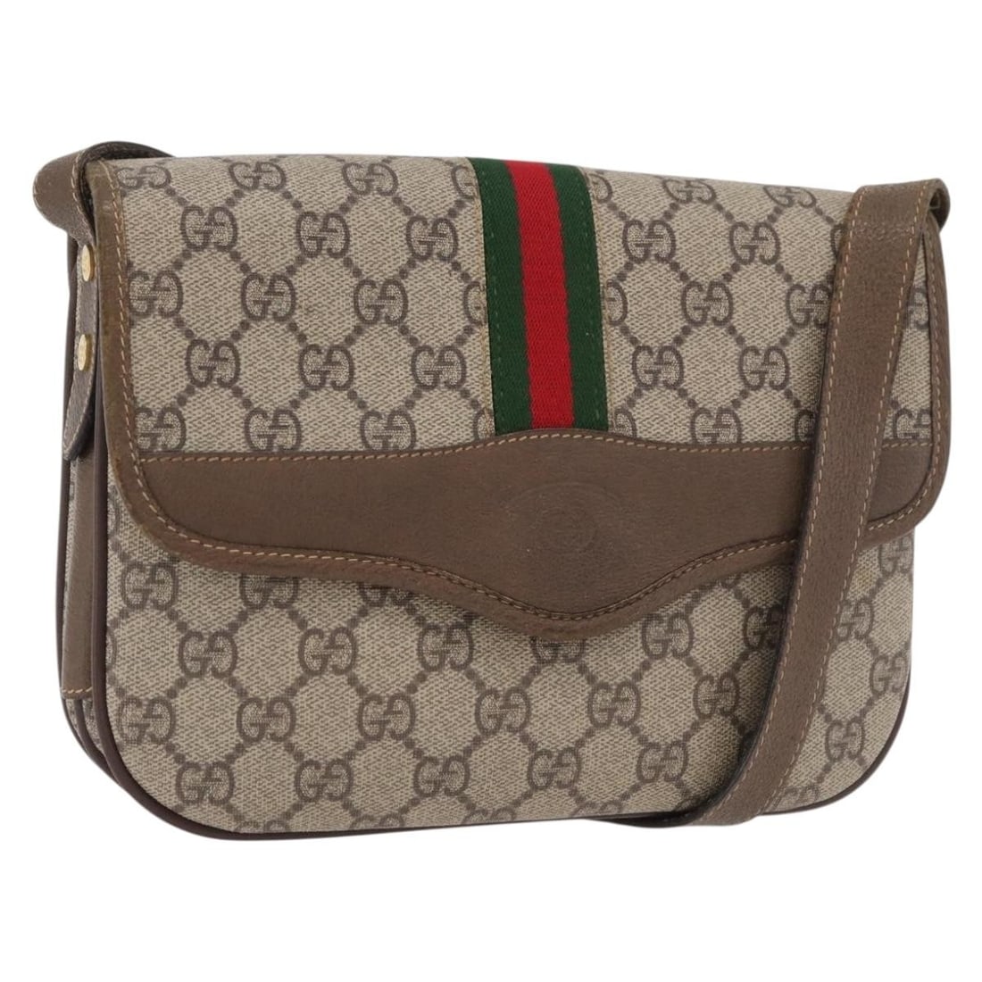 Gucci Sherry Line GG Supreme PVC Shoulder Bag Beige Gold 001 113 6862: Gucci Sherry Line GG Supreme PVC Shoulder Bag Beige Gold 001 113 6862 Gucci GG Supreme Web Sherry Line shoulder bag in beige and gold, made from PVC leather and GG canvas. Made in Italy, this bag meas