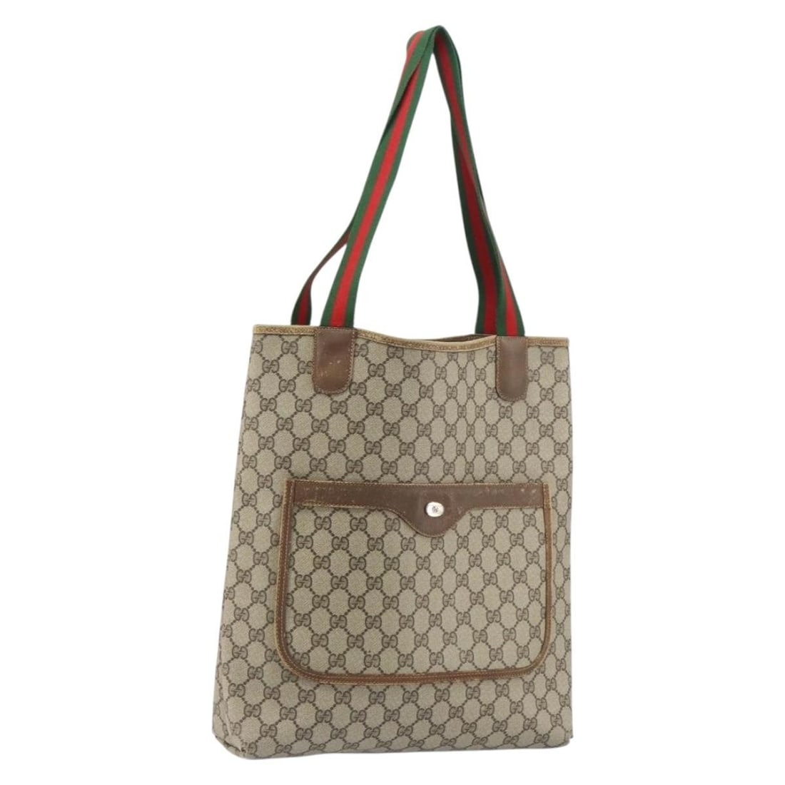 GUCCI GG Supreme Tote Bag Beige Red PVC 39 02 003 Authentic: GUCCI GG Supreme Tote Bag Beige Red PVC 39 02 003 Authentic This authentic GUCCI GG Supreme Web Sherry Line Tote Bag exudes elegance and style. Crafted in Italy from durable PVC leather, this tote fea