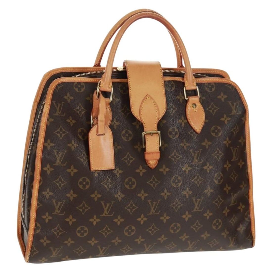 Louis Vuitton Rivoli Monogram Canvas Handbag M53380 with Name Tag: Louis Vuitton Rivoli Monogram Canvas Handbag M53380 with Name Tag This Louis Vuitton Monogram Rivoli Hand Bag, model M53380, is crafted from the brand's signature monogram canvas and features a classi