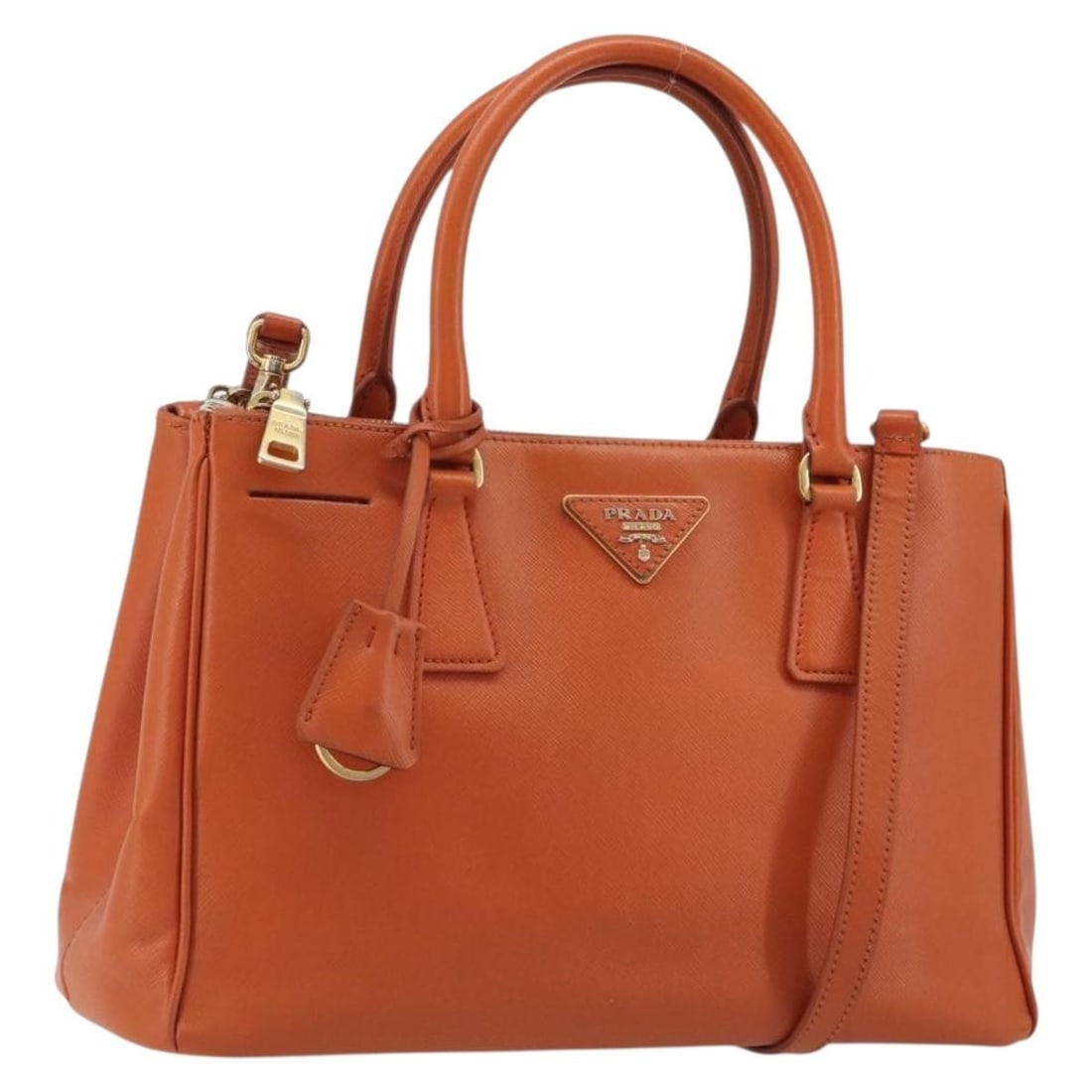 Prada Galleria Saffiano Leather Orange 2 Way Handbag with Strap (1 of 18)