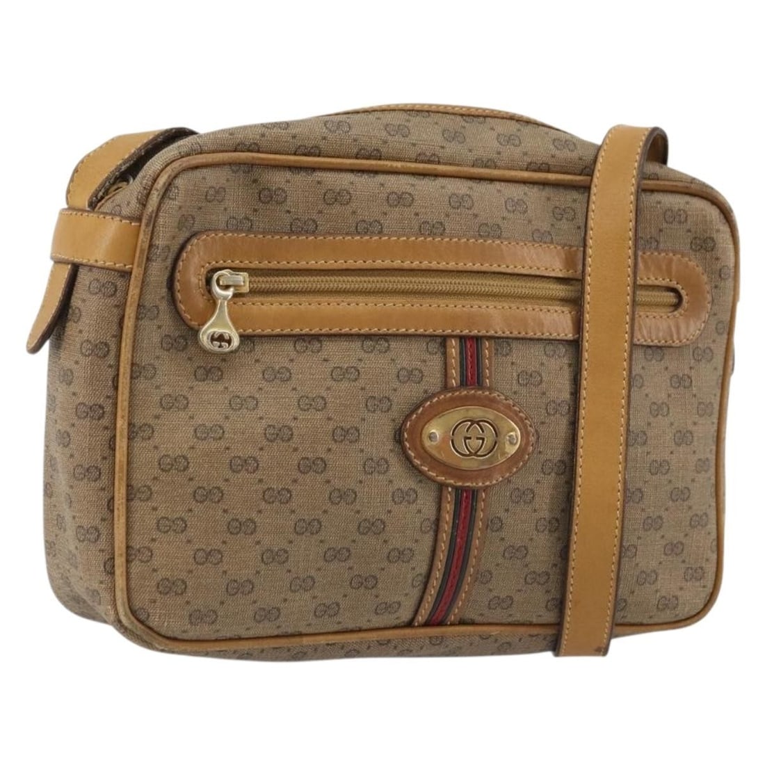 Gucci Micro GG PVC Leather Shoulder Bag Beige Gold 007.904.0008: Gucci Micro GG PVC Leather Shoulder Bag Beige Gold 007.904.0008 GUCCI Micro GG Supreme shoulder bag in beige and gold, made from PVC leather and Micro Small GG Canvas. This pre-owned shoulder bag was 