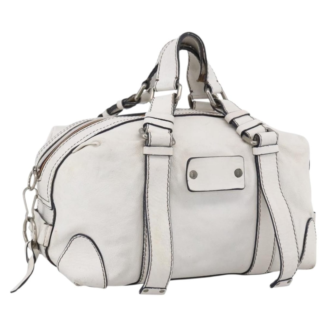 Chloe White Silver Leather Hand Bag for Women: Chloe White Silver Leather Hand Bag for Women Chloe women's leather handbag in white and silver, made in Italy. This pre-owned bag shows heavy use, including an out-of-shape exterior, rubbing, slight 