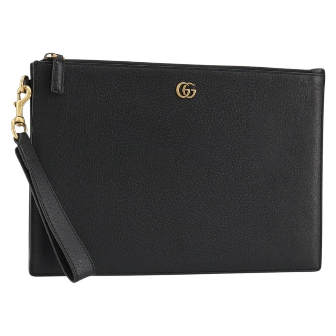 Gucci 475317 Black Gold Leather Clutch Bag: Gucci 475317 Black Gold Leather Clutch Bag This is a GUCCI GG Marmont clutch bag crafted from black leather with gold-tone accents. Designed for women, it features a sleek silhouette and is made in It