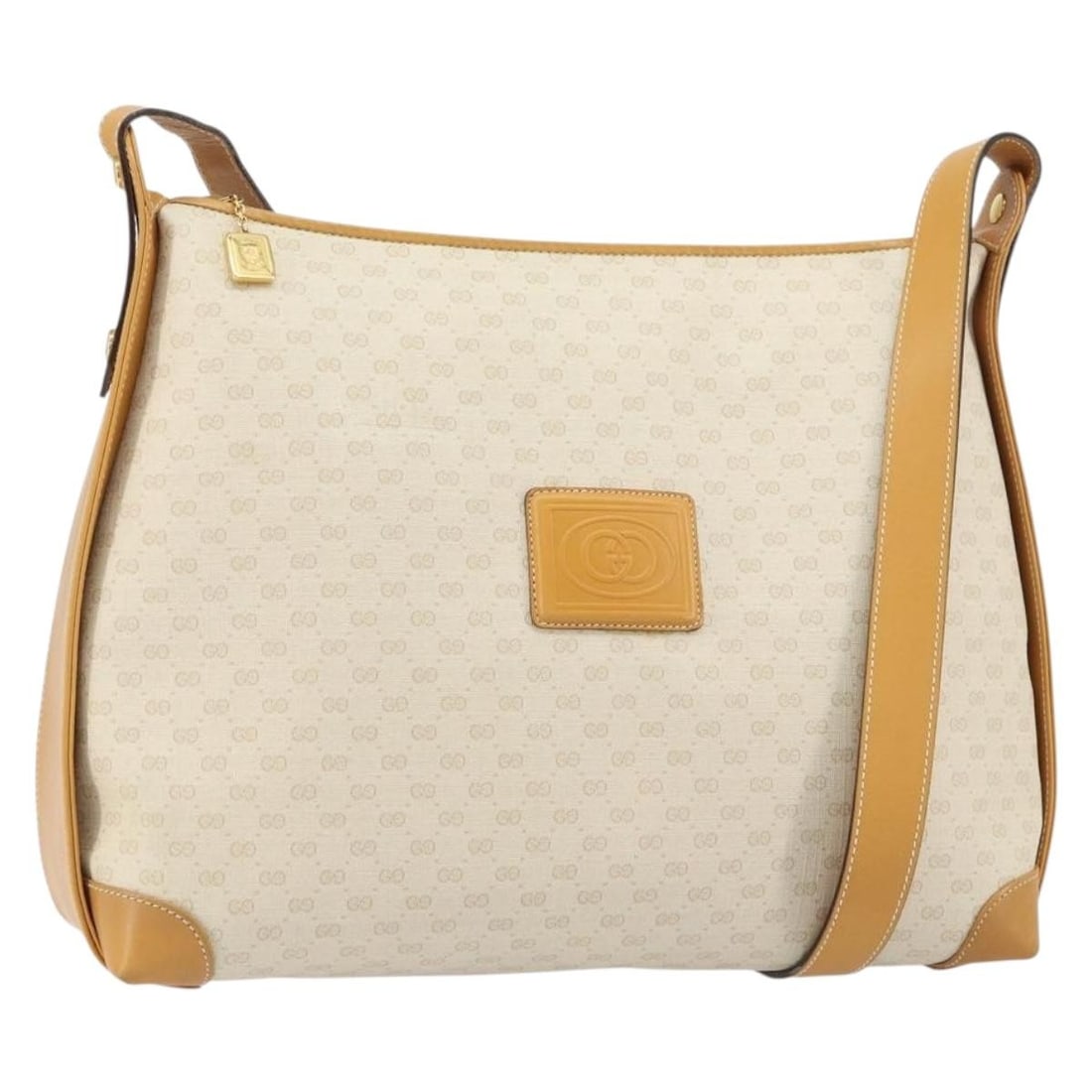 GUCCI Micro GG Supreme Beige Gold Shoulder Bag PVC Auth BA9177: GUCCI Micro GG Supreme Beige Gold Shoulder Bag PVC Auth BA9177 This authentic GUCCI Micro GG Supreme Shoulder Bag is a stylish accessory crafted in Italy from high-quality PVC leather and micro small 