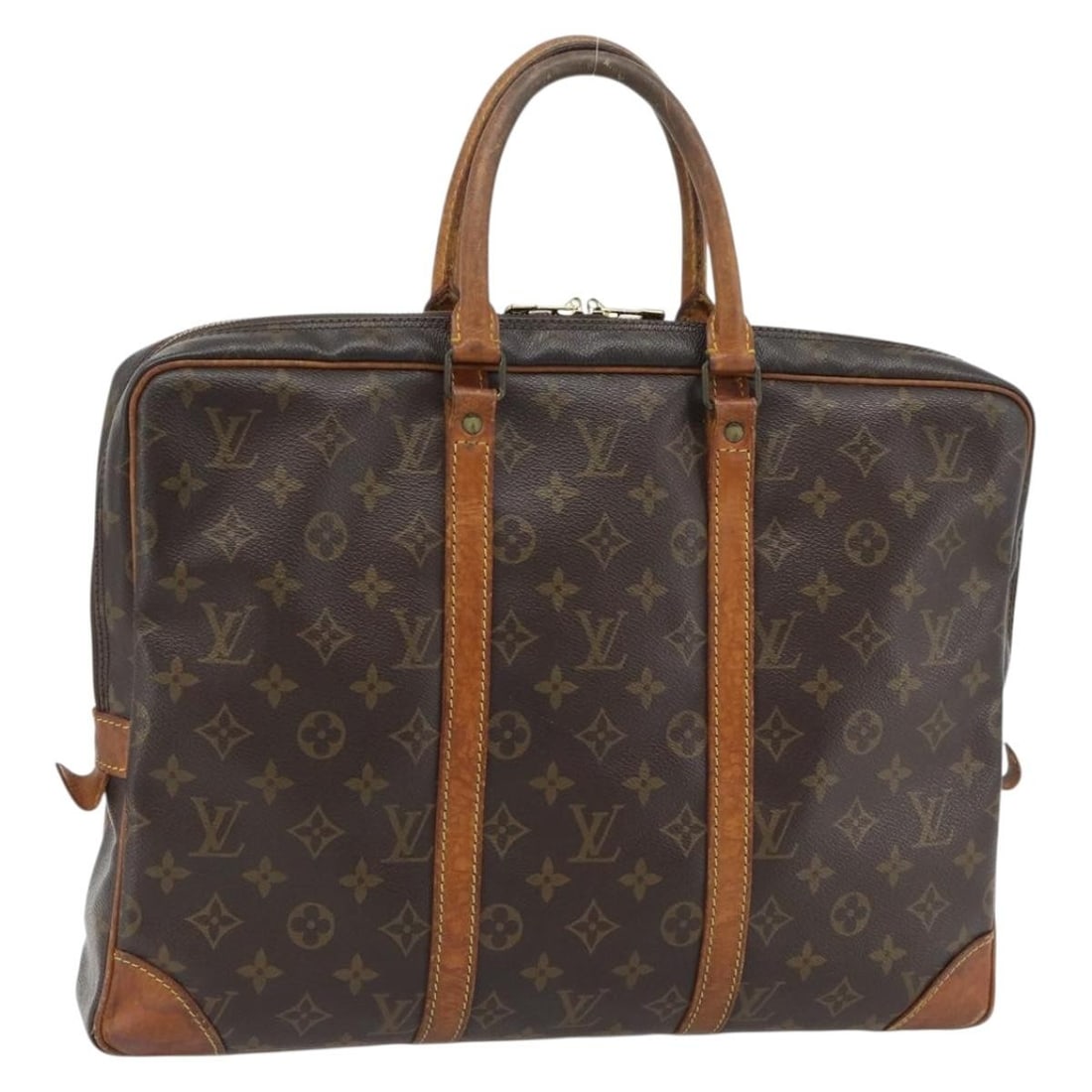 Louis Vuitton M53361 Porte Documents Voyage Monogram Briefcase: Louis Vuitton M53361 Porte Documents Voyage Monogram Briefcase Louis Vuitton Porte Documents Voyage business bag in Monogram canvas. This structured briefcase-style bag includes a name tag and is made