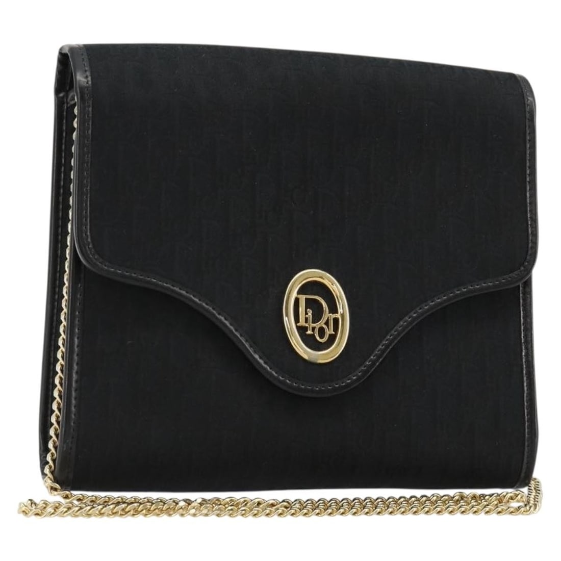 Christian Dior Trotter Canvas Shoulder Bag Chain Strap Black Gold: Christian Dior Trotter Canvas Shoulder Bag Chain Strap Black Gold Christian Dior Trotter Canvas Chain Shoulder Bag in black and gold, made in France. This women's shoulder bag features Trotter canvas 