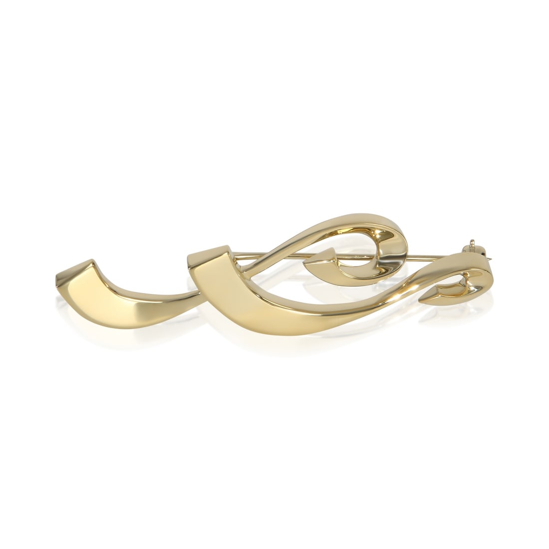 Tiffany & Co Paloma Picasso Musical Note 18k Yellow Gold Brooch: Tiffany & Co Paloma Picasso Musical Note 18k Yellow Gold Brooch This pre-owned Tiffany & Co. brooch from the Paloma Picasso Musical Note collection is crafted in 18k yellow gold. Made in Italy, it fea