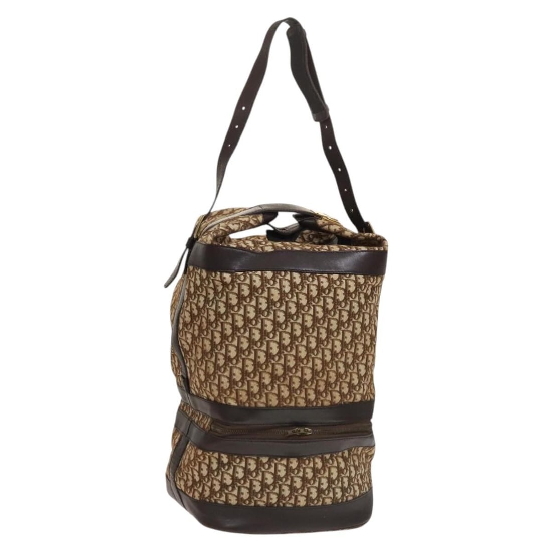 Christian Dior Brown Gold Trotter Canvas Shoulder Bag: Christian Dior Brown Gold Trotter Canvas Shoulder Bag Christian Dior shoulder bag in brown and gold Trotter canvas, made in France. This women's bag is offered without the original box or dust bag; on