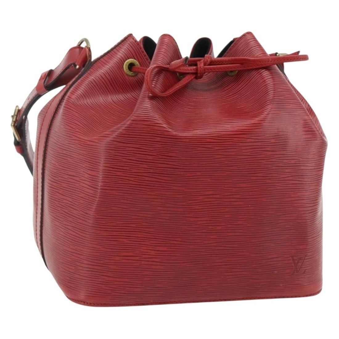 Louis Vuitton M44107 Petit Noe Red Epi Leather Shoulder Bag: Louis Vuitton M44107 Petit Noe Red Epi Leather Shoulder Bag A Louis Vuitton Petit Noe shoulder bag in red Epi leather, made in France. This bag features a shoulder strap with an approximate drop of 27