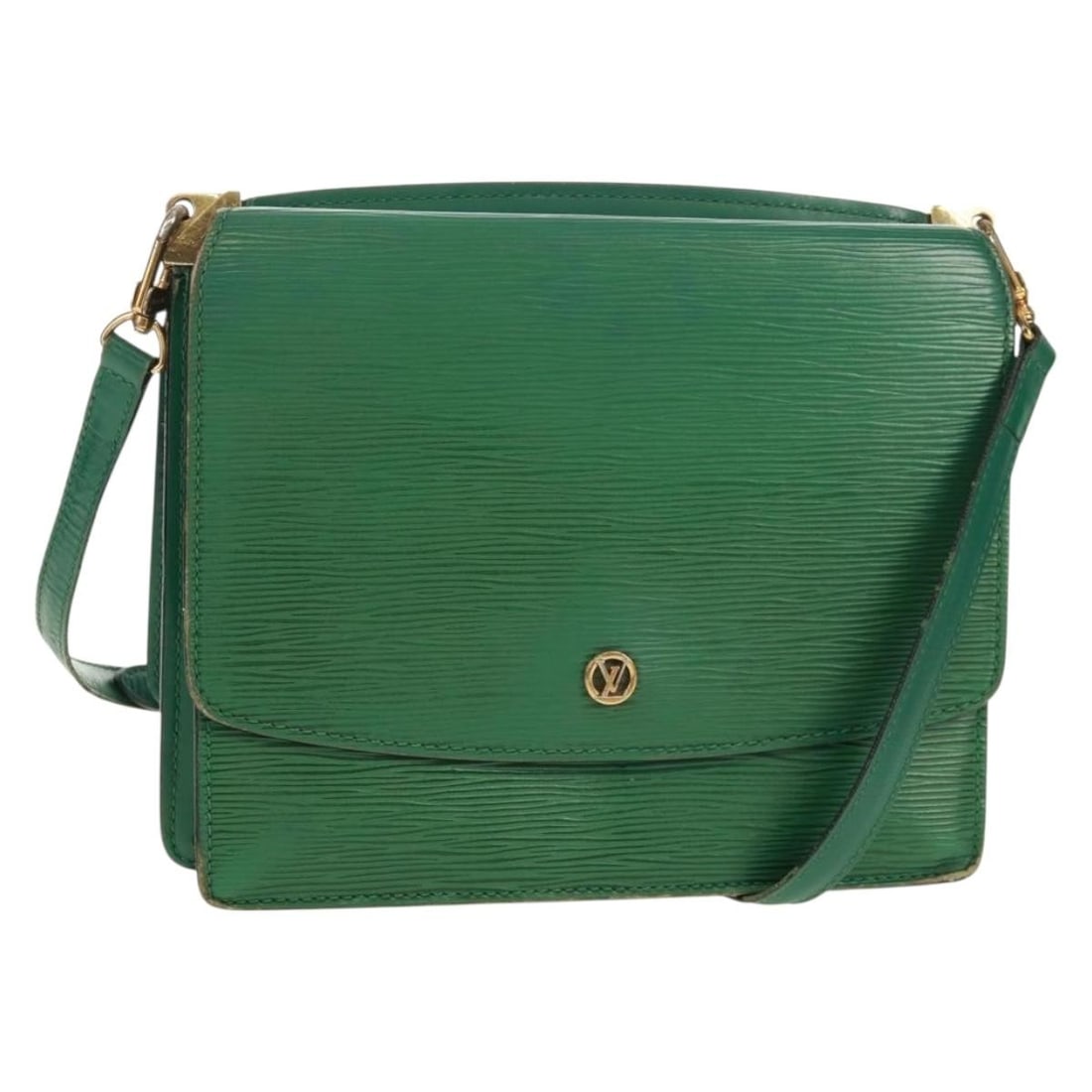 Louis Vuitton Epi Leather Green Grenel Shoulder Bag M52364 France: Louis Vuitton Epi Leather Green Grenel Shoulder Bag M52364 France This Louis Vuitton Epi Grenel shoulder bag features a green Epi leather exterior and is crafted in France. The bag has a structured si