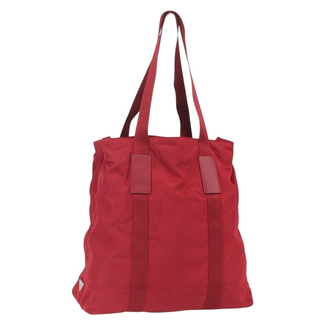 PRADA Red Nylon Tote Bag Silver Accents Made in Italy: PRADA Red Nylon Tote Bag Silver Accents Made in Italy This authentic PRADA tote bag combines style and functionality with its striking red and silver color scheme. Crafted from durable nylon, this bag