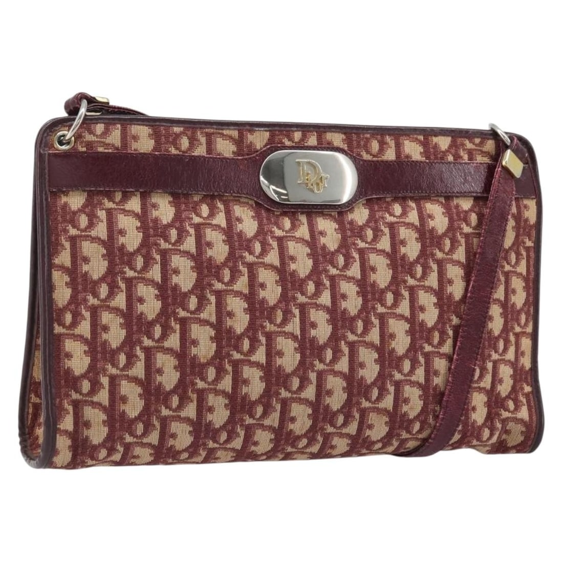 Christian Dior Trotter Shoulder Bag Red Gold Canvas: Christian Dior Trotter Shoulder Bag Red Gold Canvas Christian Dior shoulder bag in Trotter Canvas with a red and gold exterior. Made in France and designed for women, this bag measures approximately 2