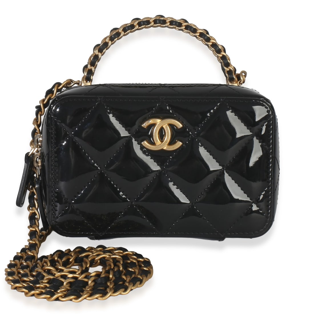 Chanel Mini Vanity Chain Bag Black Quilted Patent Leather (1 of 8)